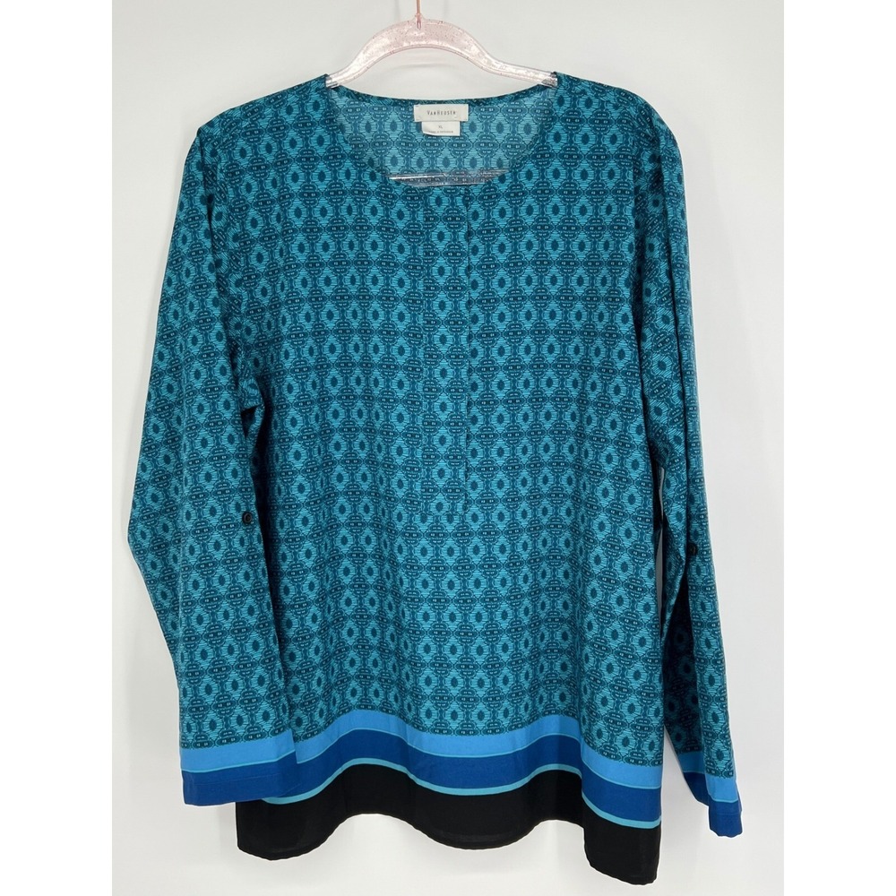 Van Heusen‎ Blouse Top Geometric Print Long Sleeve Casual XL